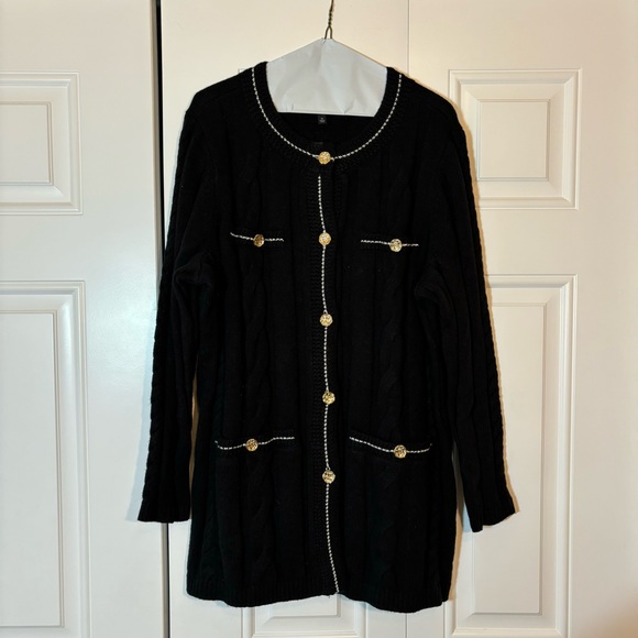 Talbots Black Cardigan Sweater with Gold Buttons - Picture 1 of 7